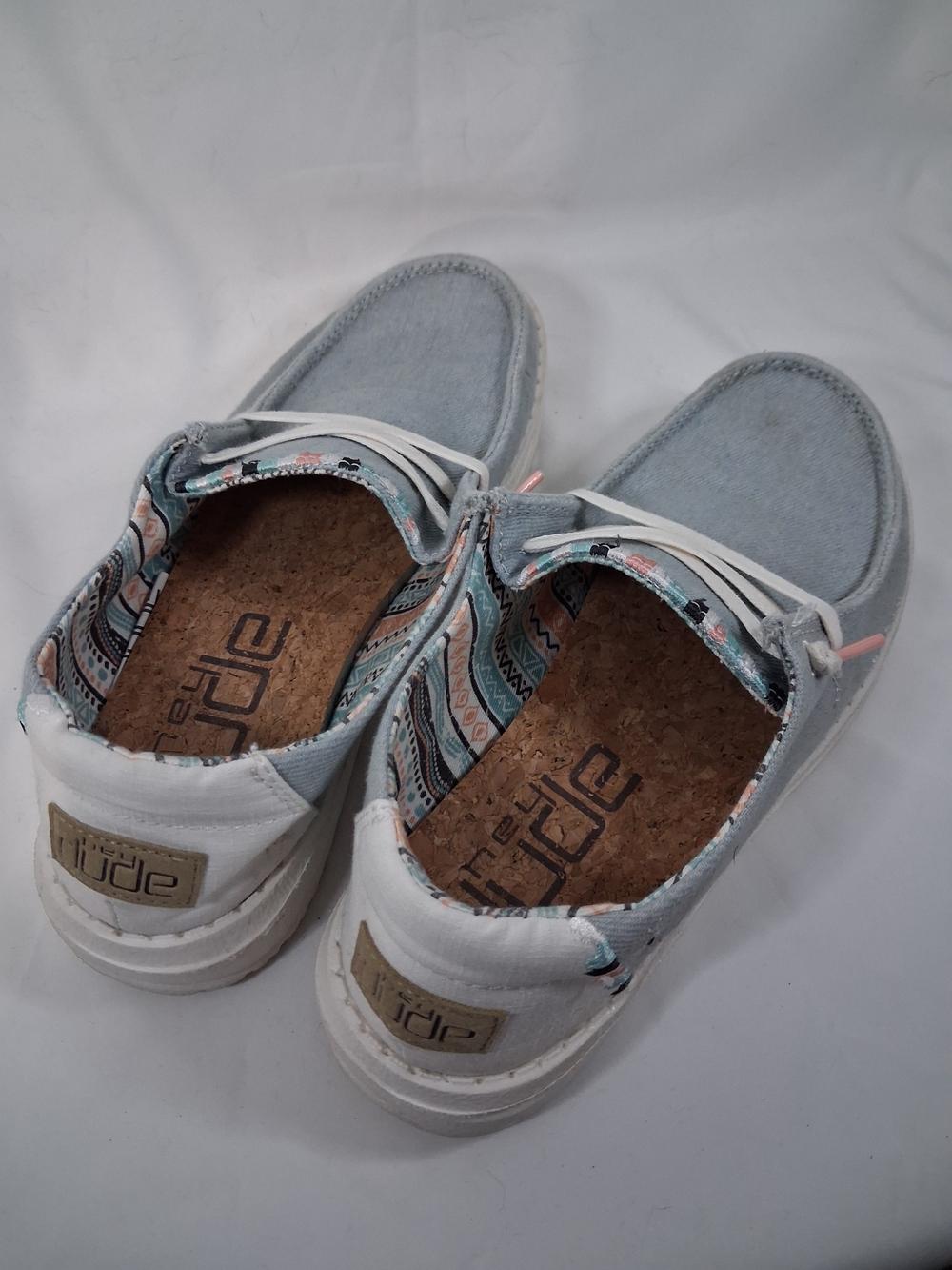 Hey Dude Wendy Women's Pale Blue Patterned Slip-On with Cork Insole